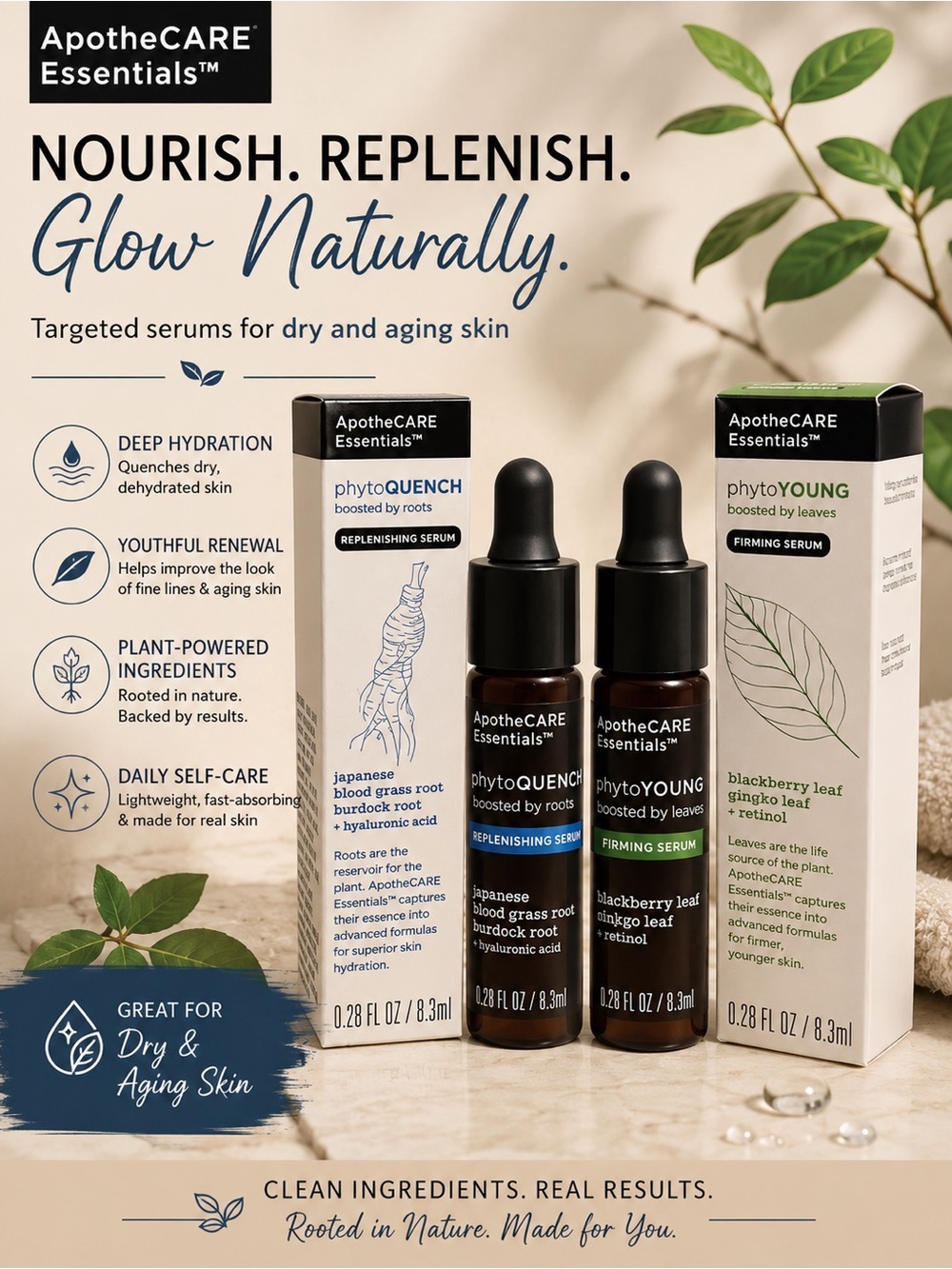 ApotheCARE Essentials phytoQUENCH & phytoYOUNG Serums Set